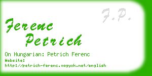 ferenc petrich business card